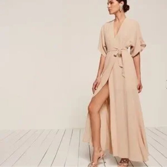 NWT Reformation Cream Winslow Maxi Wrap Kimono Dress - Picture 4 of 12